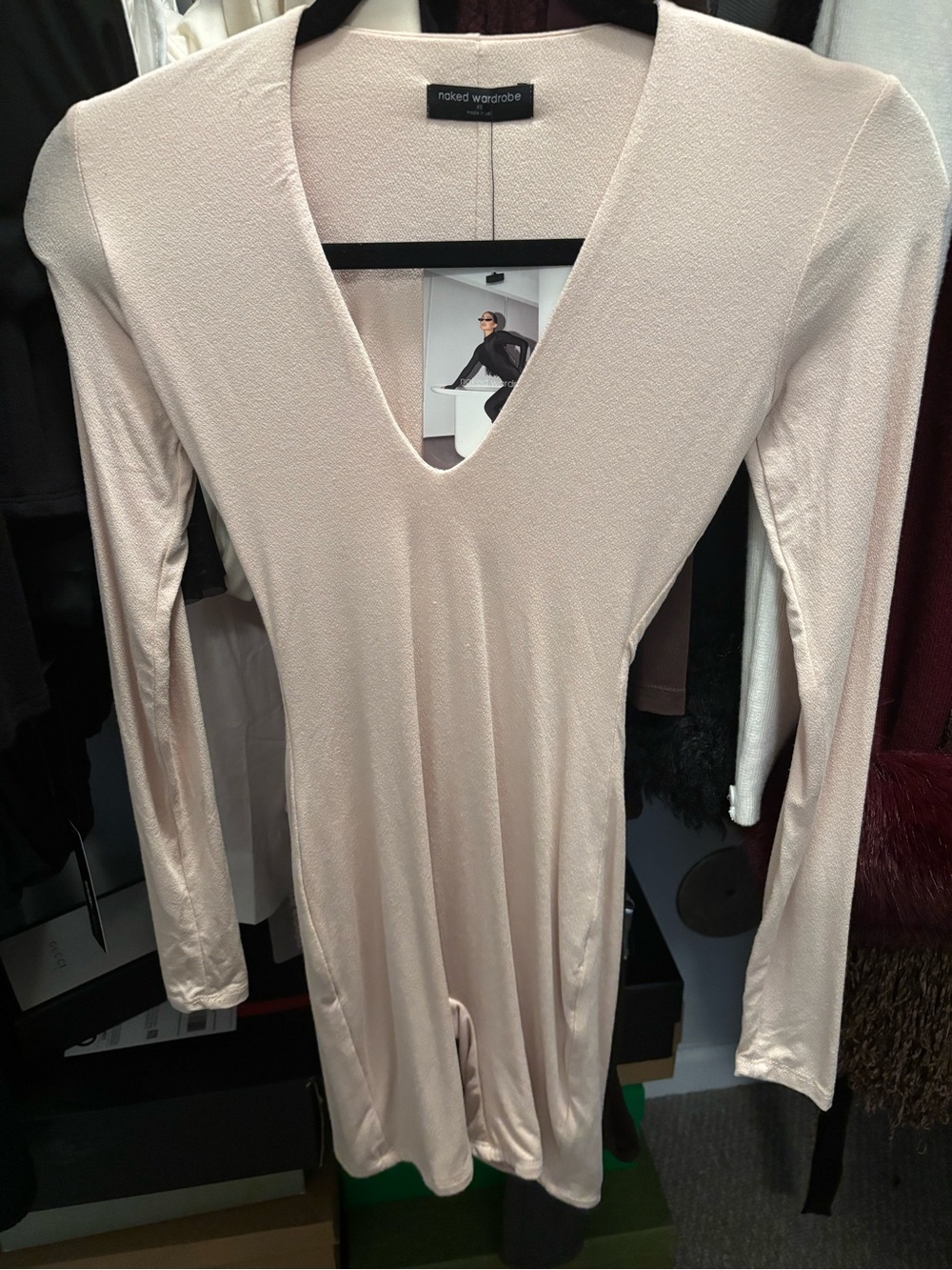 naked wardrobe Women's Cream Long-Sleeve V-Neck romper